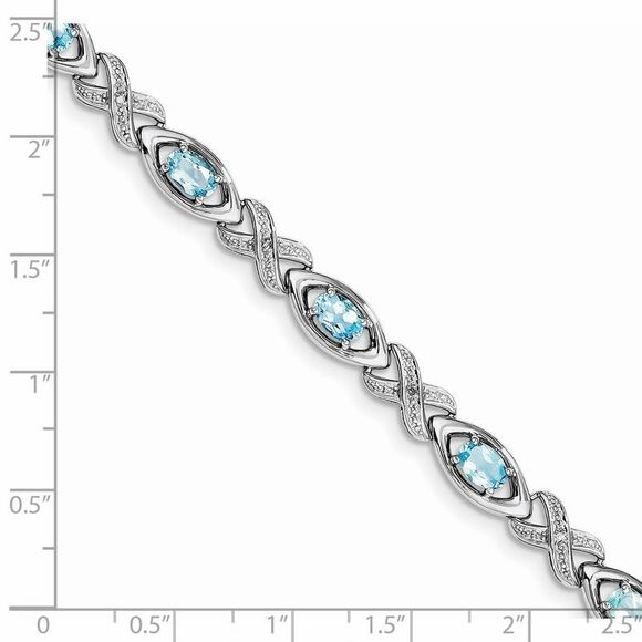 Kazi Luxury Silver Rhodium-plated Diamond & Light Swiss Blue Topaz Bracelet